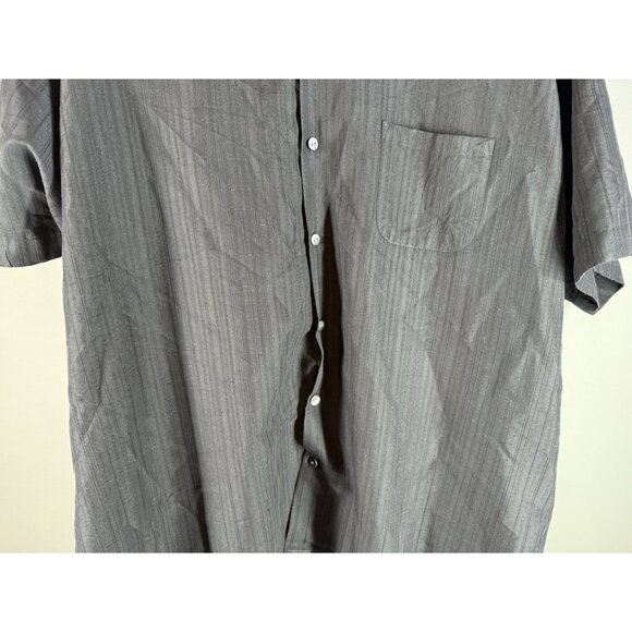 Van Heusen Short Sleeve Button Up Shirt, Black/Charcoal, Men's Size XXL - Picture 3 of 10